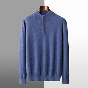 Áo len cao cấp len Merino thu đông ấm áp cổ lọ 1/4 khóa kéo màu trơn thanh lịch dành cho nam - Product Image 1