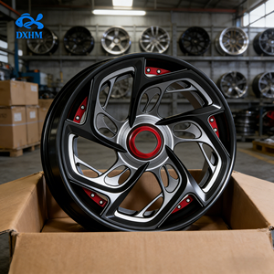 Rines Negros y Rojos Mecanizados de 20 21 22 23 24 Pulgadas, 21x10J 5x114.3, 5 Orificios, Rines de Aleación Forjados Personalizados para Autos Deportivos de Carreras y Sedanes - Product Image 1