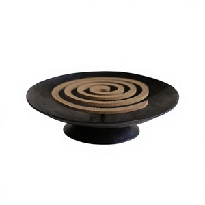Metal Coil Incense Holder Black Round Base Aromatherapy Diffuser All Season Use Coil Burner Handmade On Sale - Product Image 1