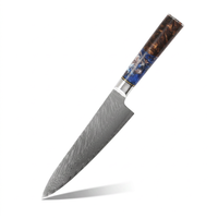Couteau de chef professionnel de 8 pouces en acier Damas avec manche ergonomique en résine