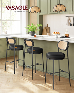 <span class=keywords><strong>VASAGLE</strong></span> Lot de 2 tabourets de bar modernes en rotin PE Chaises de bar de 30.1 pouces Tabourets de bar rembourrés en cuir synthétique - Product Image 2