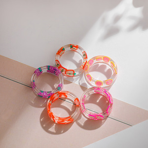 Thời Trang Cá Tính Phụ Nữ Trong Suốt Ngón Tay Nhẫn Đầy Màu Sắc Dâu Tây Chanh Trái Cây Nhựa Vòng Mới 2025 - Product Image 2