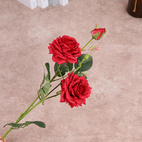 Arrangement floral artificiel en soie avec trois roses pour mariage, décoration de la maison, Thanksgiving - Style classique