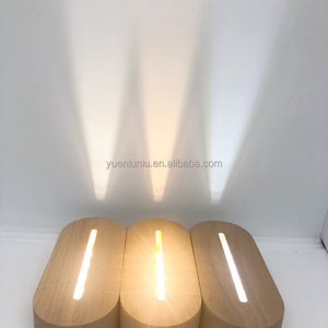 Veilleuse 3D Décoration Intérieure Design Nordique, Lampe de Table/Bureau avec Base USB Ronde Ovale et Base LED en Bois pour Plaque Acrylique - Product Image 3