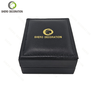 Luxury Black PU Leather <b>Ring</b> <b>Box</b> Square Velvet Lined Jewelry Gift <b>Box</b> for Wedding Engagement with Custom Gold Logo - Product Image 4