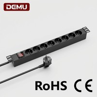 PDU 1U en alliage d'aluminium T5 à montage en rack, 8 prises de type E françaises, interrupteur bipolaire, CE RoHS