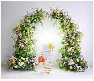 Più recente disegno popolare <span class=keywords><strong>rosa</strong></span> artificiale corno arco <span class=keywords><strong>fila</strong></span> con verde per la decorazione di scena di sfondo di nozze - Product Image 5