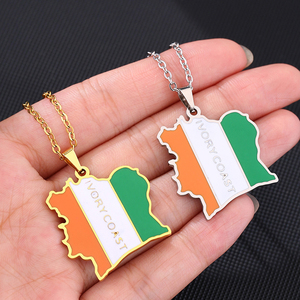 Porte-clés souvenir carte de Côte d'Ivoire, cadeaux, bracelet Côte d'Ivoire, collier en métal, porte-clés en gros, drapeaux de pays - Product Image 3