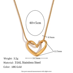 18K goud roestvrij staal holle hart hanger choker ketting voor vrouwen slangketting PVD waterdichte mode minimalistische sieraden - Product Image 6