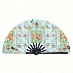 Éventails pliants à sublimation de 33 cm (13 pouces) avec poignée, blancs et noirs, en polyester et plastique, pour claquer et faire claquer - Product Image 2