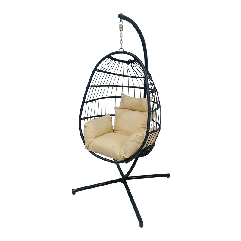 Высококачественные качели из ротанга для яиц, подвесные одиночные уличные кресла, качели для патио с подушкой