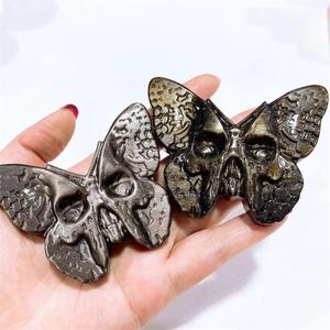 Ym — perles en cristal naturel sculpté à <span class=keywords><strong>la</strong></span> <span class=keywords><strong>main</strong></span>, obsidienne en obsidienne avec ailes de papillon, accessoire de décoration, vente en gros - Product Image 1