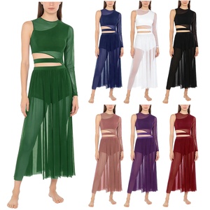 Costume de danse lyrique moderne pour femmes robes de danse pour compétition de patinage artistique classe de danse scène Performance - Product Image 1
