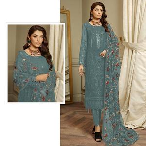 Fournisseur en gros Broderie lourde en fausse georgette 3mm Séquence Travail Dames Pakistanaise Soie Salwar Costume Mariage Fête Porter Pelouse - Product Image 1