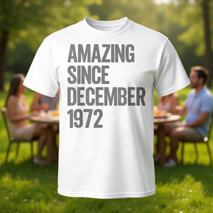 Camiseta Amazing Since December 1972 para adultos, unisex, cuello redondo, manga corta, serigrafía, regalo de cumpleaños - Product Image 3