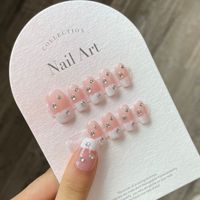 TSZS nouveauté 10 pièces de luxe à la main ongles conseils presse sur les ongles moyen carré fleur conception ongles fournisseur ongles artificiels