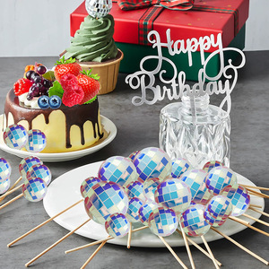 <span class=keywords><strong>D</strong></span>écoration de gâteau en gros personnalisée : Boule disco arc-en-ciel, pics à gâteau miroir colorés pour fête rétro années 70, <span class=keywords><strong>anniversaire</strong></span>, vente en gros - Product Image 5