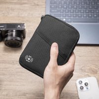 Portefeuille de voyage multifonction en cuir anti-RFID, boîte de rangement pour passeport 16x11cm noir/gris, organiseur de cartes pour documents de voyage et cartes d'identité