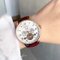 Nouvelle montre automatique POEDAGAR étanche pour homme, en cuir véritable, avec cadran ajouré, mouvement apparent et aiguilles lumineuses, modèle 1409