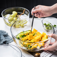 Bol de mélange en verre Borosilicate, pour les fruits, peut être utilisé pour les salades et les aliments
