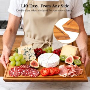 ชุดเขียง<span class=keywords><strong>ไม้</strong></span>ไผ่คาร์บอนไนซ์ 2 ชิ้น เกรดอาหาร ปลอดสารพิษ ใช้ได้สองด้าน สำหรับเสิร์ฟอาหารและหั่นอาหาร อุปกรณ์ครัว - Product Image 5