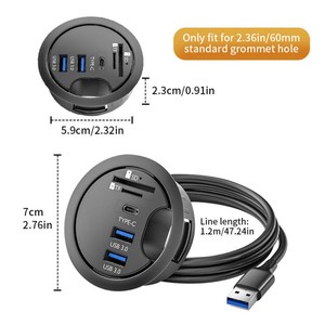 WFYEAR <span class=keywords><strong>USB</strong></span> 集线器 3.0 桌面扩展坞，带 2.0 SD/TF 读卡器、耳机分线器、Type-C 输出 - 有现货 - Product Image 6