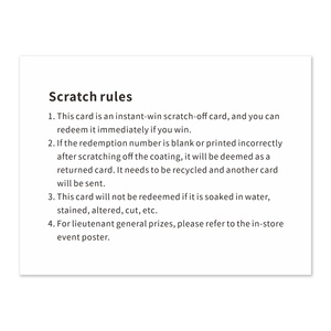 Black Core Paper Factory Wholesale Paper Multi- Pin <b>Scratch</b> Lottery Card Printing Lottery <b>Scratch</b> Card - Product Image 5