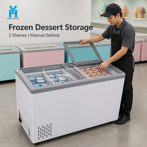 Congélateur coffre commercial Unitech 588 de 420 L pour desserts surgelés, 1500 mm, blanc/gris, 380 W, dégivrage manuel, 4 paniers - Product Image 6