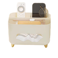 GREENSIDE Table basse de salon moderne de luxe avec boîte de rangement pour télécommande et mouchoirs, multifonction, en plastique injecté