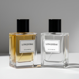 Custom Elegant Men Glass Perfume <b>Bottles</b> 30ml 50ml 100ml Clear Crimp <b>Empty</b> Square Perfume <b>Bottle</b> with Pump Sprayer - Product Image 2