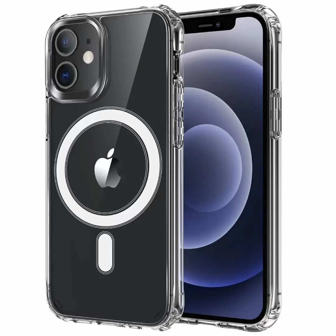 Wireless Charging Magnet Safe Transparent Shockproof Soft Silicone Case for iPhone 12 Case 360 Silicone Protect Cover