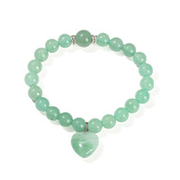 Pulsera de Piedras de Cuarzo Rosa y Ojo de Tigre de 8mm al por Mayor con Colgante de Corazón de Cristal para Niñas