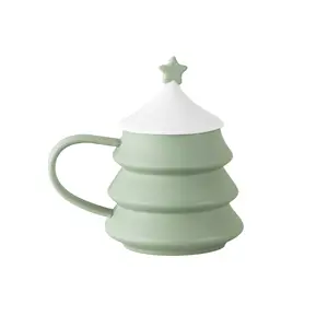 简约创意纯色绿色圣诞树马克杯陶瓷简约圣诞陶瓷陶瓷马克杯礼品