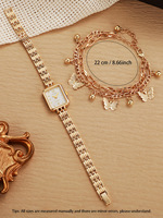 2 Buah - Jam Tangan Kotak Kecil Bergaya Vintage Prancis untuk Wanita + Set Gelang. Jam Tangan Quartz.