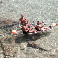 Kayak transparent en cristal pour 2 personnes, couleur personnalisée, canoë en PC transparent pour activités aquatiques touristiques en zone panoramique