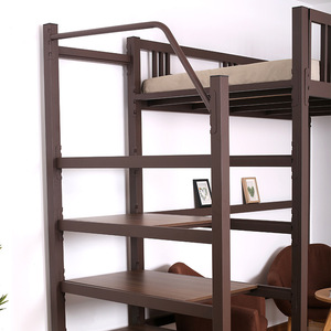 เตียงสองชั้นเหล็กสำหรับนักเรียน พร้อมโต๊ะเขียนหนังสือด้านล่าง รุ่น HB-14 พร้อมราวกันตก - Product Image 3