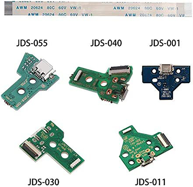 USB Charging Port Socket Circuit Board for PS4 Pro Slim Controller PCB Board With Flex Ribbon Cable JDS 011 001 030 040 055