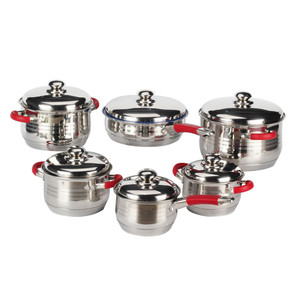 Juego de utensilios de cocina de 10 piezas de seguridad por inducción de acero inoxidable compatible con múltiples estufas, vidrio con mango a prueba de calor de acero inoxidable de Color rojo - Product Image 3