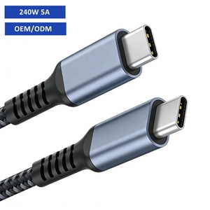 Cavo <span class=keywords><strong>USB</strong></span> Tipo <span class=keywords><strong>C</strong></span> <span class=keywords><strong>a</strong></span> <span class=keywords><strong>C</strong></span> per Ricarica Rapida 240W 5A PD, 1m 2m 3m, Logo Personalizzabile, Cavo <span class=keywords><strong>USB</strong></span>-<span class=keywords><strong>C</strong></span> Intrecciato in Nylon - Product Image 1