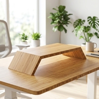 Support d'ordinateur en bambou, support de moniteur de bureau en bambou réglable en hauteur