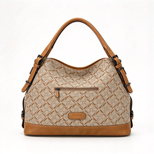 Bolso de hombro para mujer con diseño geométrico vintage, de piel sintética, con empalmes, de gran capacidad, para el trabajo y viajes. - Product Image 3