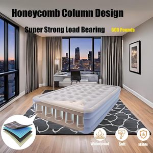 Double Height Inflatable Airbed Blow up <b>Mattress</b> with Flocked Top Air Bed for Home Guests Portable Camping - Product Image 3