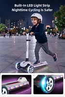 Trottinette à 3 roues pour enfants, hauteur réglable, cadre en aluminium, large plateforme, pliable, légère, roulements ABEC-7