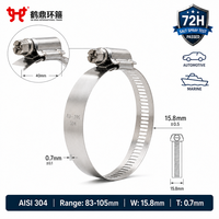 15.8mm Wide 0.7mm Thick 304 Stainless Steel American Type Hose Clamp for High Pressure Pipe Fixing Heavy Duty Fastener