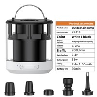 Pompe à air portable transfrontalière pour extérieur, adaptateur de valve en plastique, éclairage ambiant, fonction SOS, équipement multifonctionnel double usage pour l'extérieur