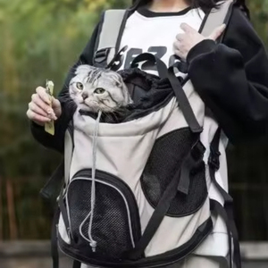 Free Sample Pet Bag for Outgoing Breathable Chest <b>Cat</b> Bag Canvas <b>Cat</b> <b>Backpack</b> Large Capacity Double Shoulder Dog Bag - Product Image 1