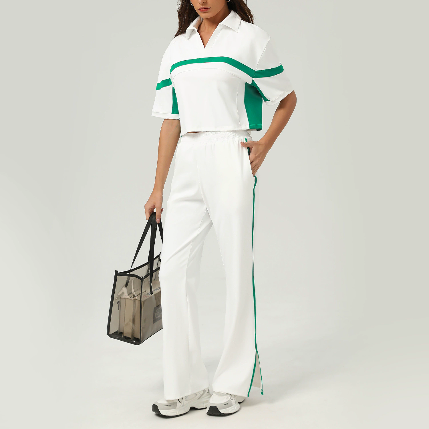 Color-Block Activewear Set (Z2515): fabric, pocket and construction detail