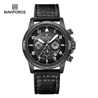 Montre pour homme NAVIFORCE, style outillage, quartz, acier inoxydable de luxe, bracelet en cuir, aiguilles lumineuses, chronographe, grand cadran