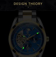 Montre-bracelet mécanique pour homme personnalisable, bracelet en acier 316L, fond transparent, phase de lune, montre de luxe pour cadeau