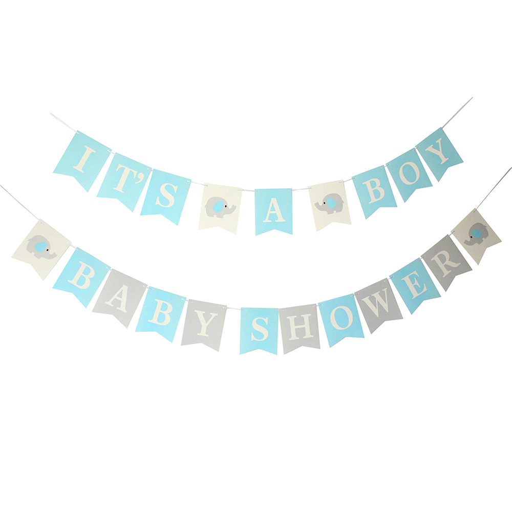 Tema de elefante para bebé, género, decoración de fiesta, tira de bandera, Fondo de ducha de bebé, diseño de flor